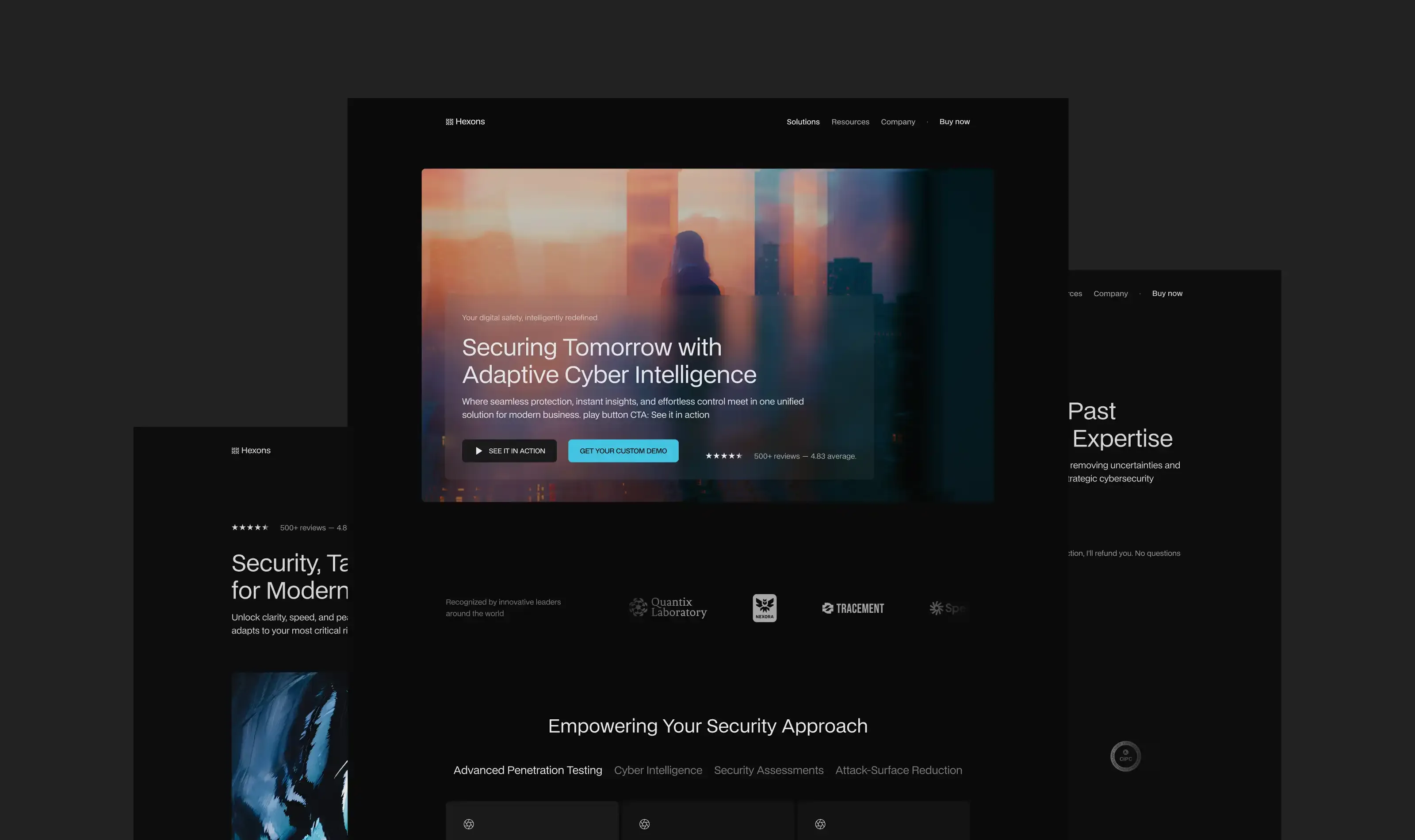 Website template preview for a cybersecurity agency with a structured corporate layout.